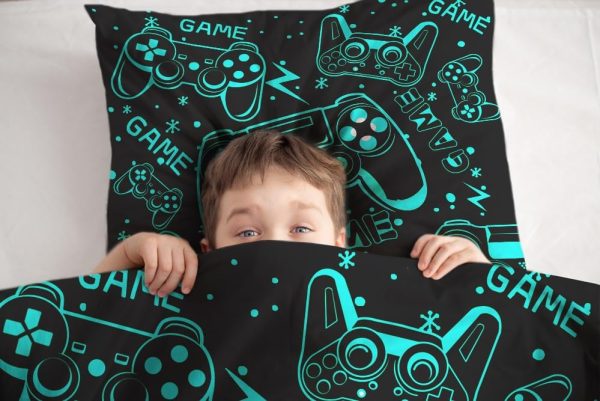 crevolis Black Green Gamepad Gamer Comforter Set for Boys Gaming Bedding - Image 2