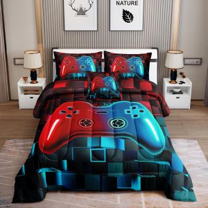 crevolis 5 Pieces Bed in A Bag Gamer Bedding Set for Boys Kids Gaming Comforters