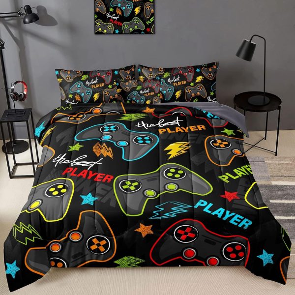 crevolis 5 pieces Gamer Comforter Set for Boys Gaming bedding